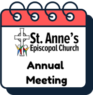 Icon of a calendar page with the St. Anne's logo and words, "Annual Meeting."